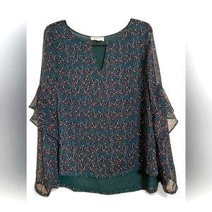 Grace and Lace dark green floral top SZ XS